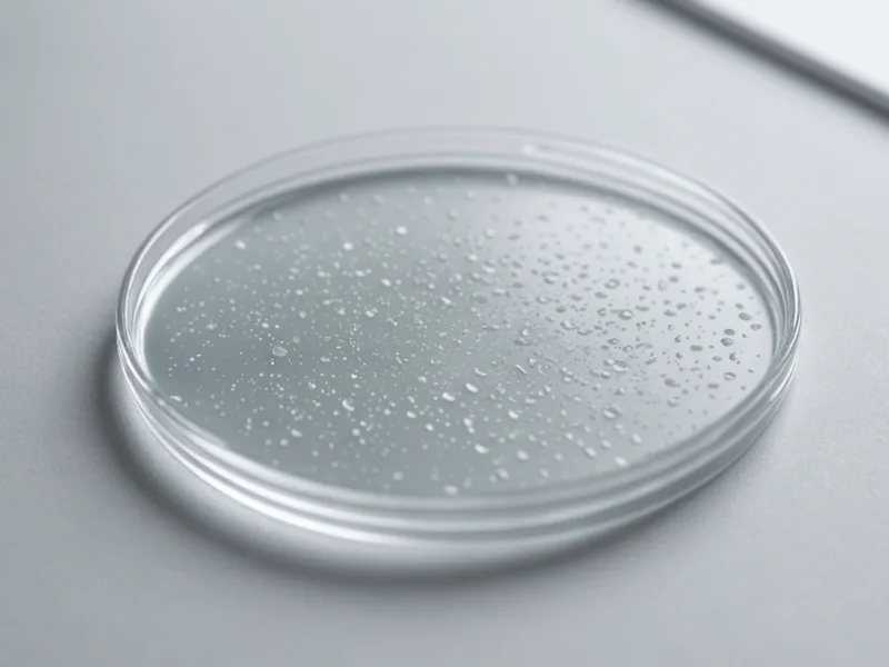 Translucent bacterial cellulose sheet lifted from a petri dish, its gelatinous fiber network visible against a diffuse lab background.